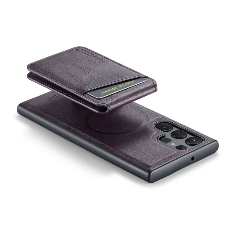 For Samsung Galaxy S24 Ultra 5G Fierre Shann Cowhide Vertical Flip Magnetic Card Holder Phone Case(Purple)