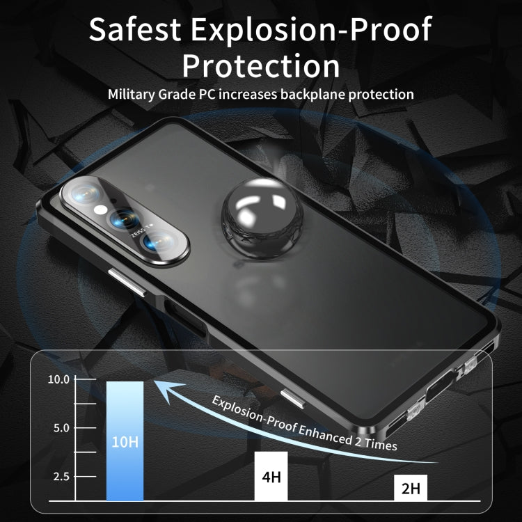 For Sony Xperia 1 V HD Magnetic Metal Tempered Glass Phone Case(Black)