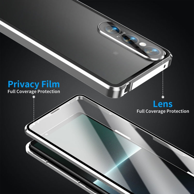 For Sony Xperia 1 V HD Magnetic Metal Tempered Glass Phone Case(Silver)
