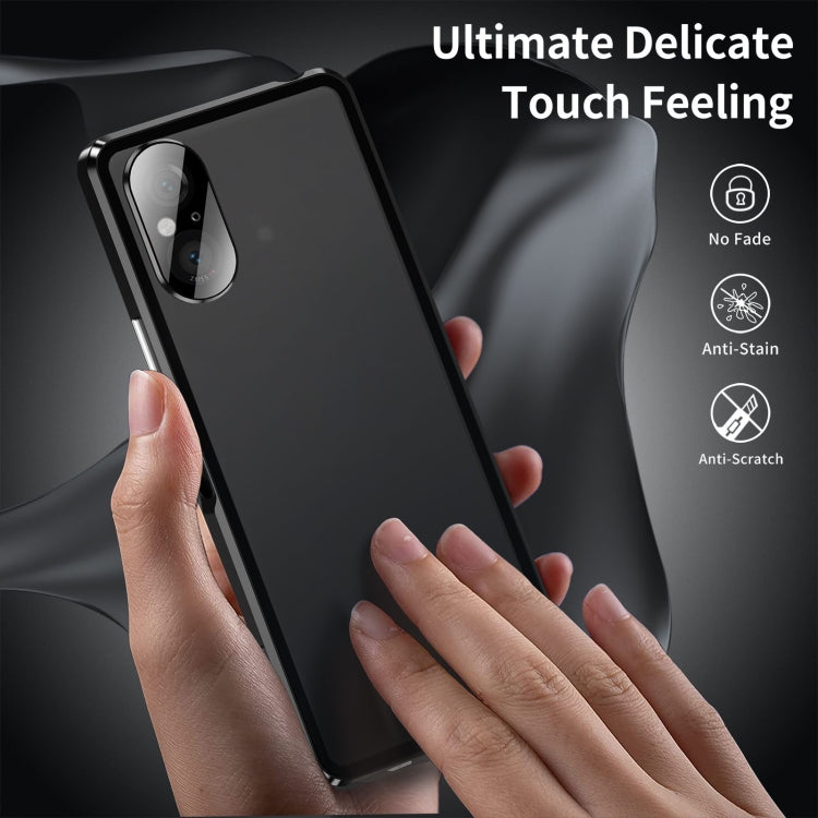 For Sony Xperia 5 V HD Magnetic Metal Tempered Glass Phone Case(Black) - Sony Cases by PMC TechLife | Online Shopping South Africa | PMC TechLife | Buy Now Pay Later Mobicred