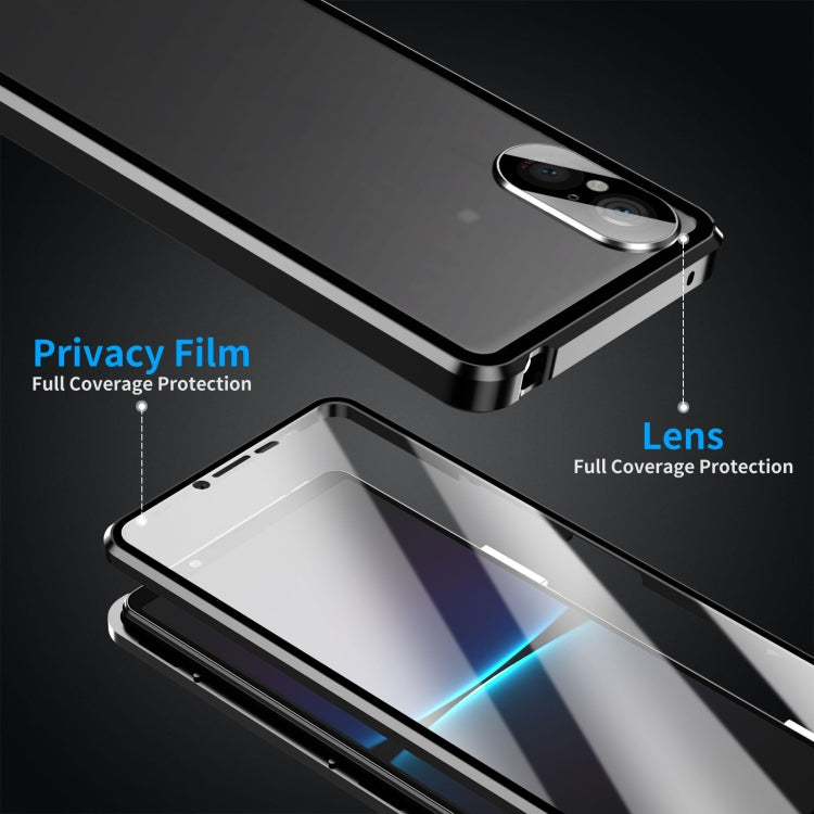 For Sony Xperia 5 V HD Magnetic Metal Tempered Glass Phone Case(Black)