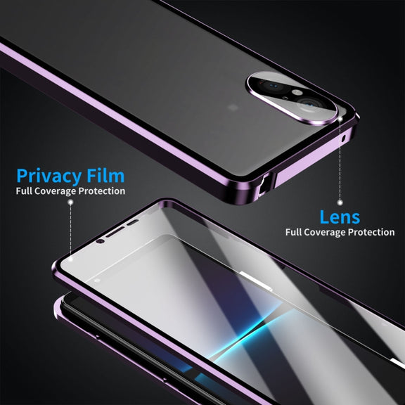 For Sony Xperia 5 V HD Magnetic Metal Tempered Glass Phone Case(Purple)