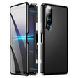 For Sony Xperia 10 V HD Magnetic Metal Tempered Glass Phone Case(Black) - Sony Cases by PMC TechLife | Online Shopping South Africa | PMC TechLife | Buy Now Pay Later Mobicred