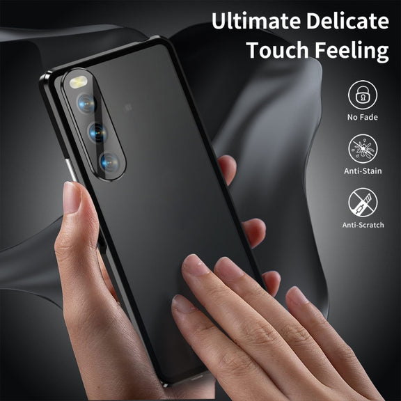 For Sony Xperia 10 V HD Magnetic Metal Tempered Glass Phone Case(Black)
