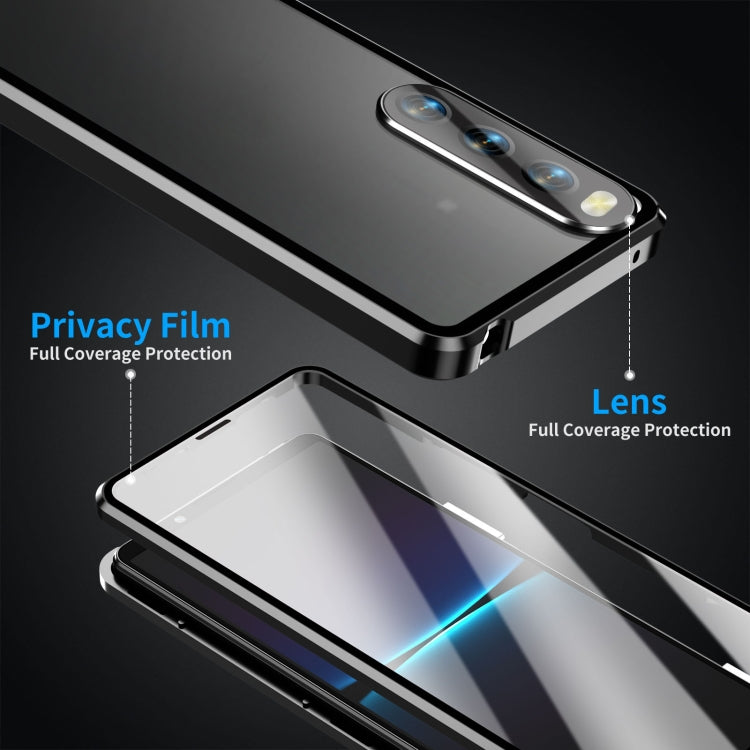For Sony Xperia 10 V HD Magnetic Metal Tempered Glass Phone Case(Black) - Sony Cases by PMC TechLife | Online Shopping South Africa | PMC TechLife | Buy Now Pay Later Mobicred