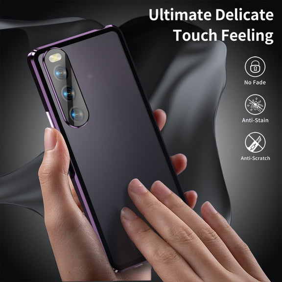 For Sony Xperia 10 V HD Magnetic Metal Tempered Glass Phone Case(Purple)