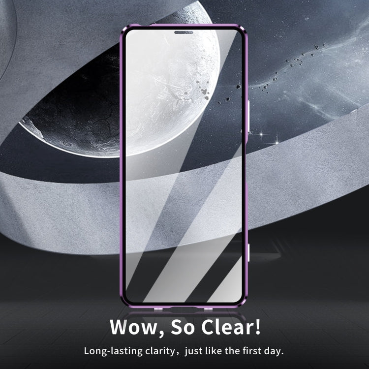 For Sony Xperia 10 V HD Magnetic Metal Tempered Glass Phone Case(Purple)