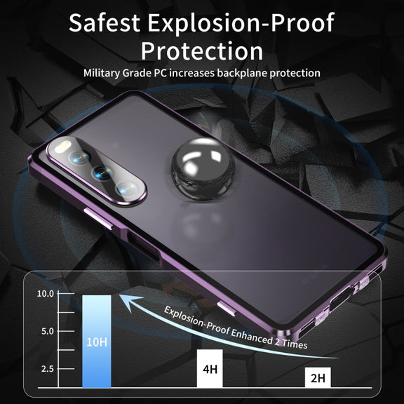 For Sony Xperia 10 V HD Magnetic Metal Tempered Glass Phone Case(Purple)