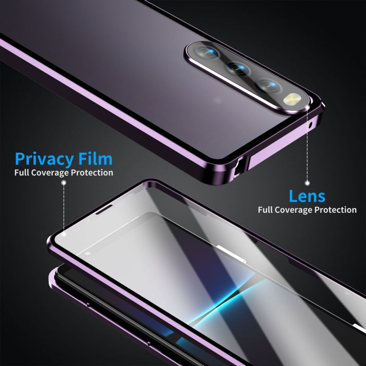 For Sony Xperia 10 V HD Magnetic Metal Tempered Glass Phone Case(Purple)