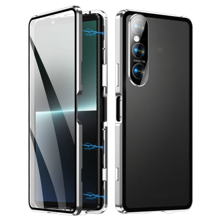 For Sony Xperia 1 VI HD Magnetic Metal Tempered Glass Phone Case(Silver) - Sony Cases by PMC TechLife | Online Shopping South Africa | PMC TechLife | Buy Now Pay Later Mobicred