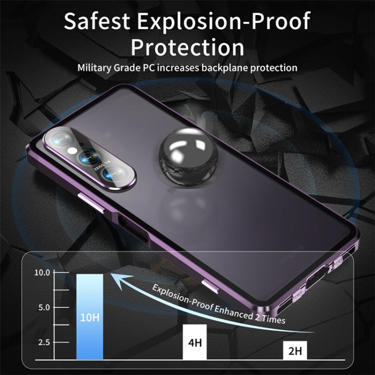For Sony Xperia 1 VI HD Magnetic Metal Tempered Glass Phone Case(Purple) - Sony Cases by PMC TechLife | Online Shopping South Africa | PMC TechLife | Buy Now Pay Later Mobicred