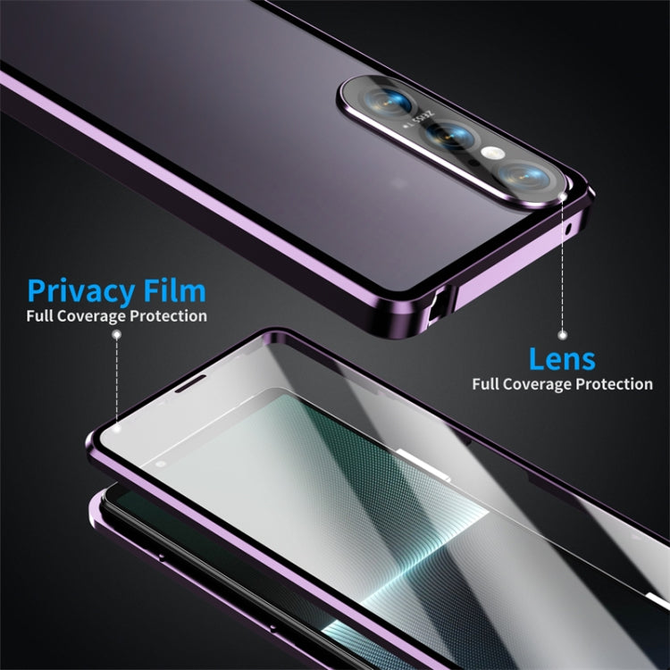 For Sony Xperia 1 VI HD Magnetic Metal Tempered Glass Phone Case(Purple)