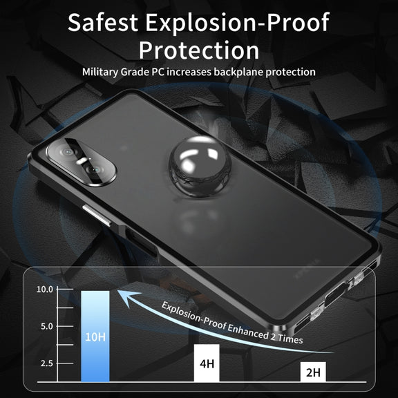 For Sony Xperia 10 VI HD Magnetic Metal Tempered Glass Phone Case(Black)