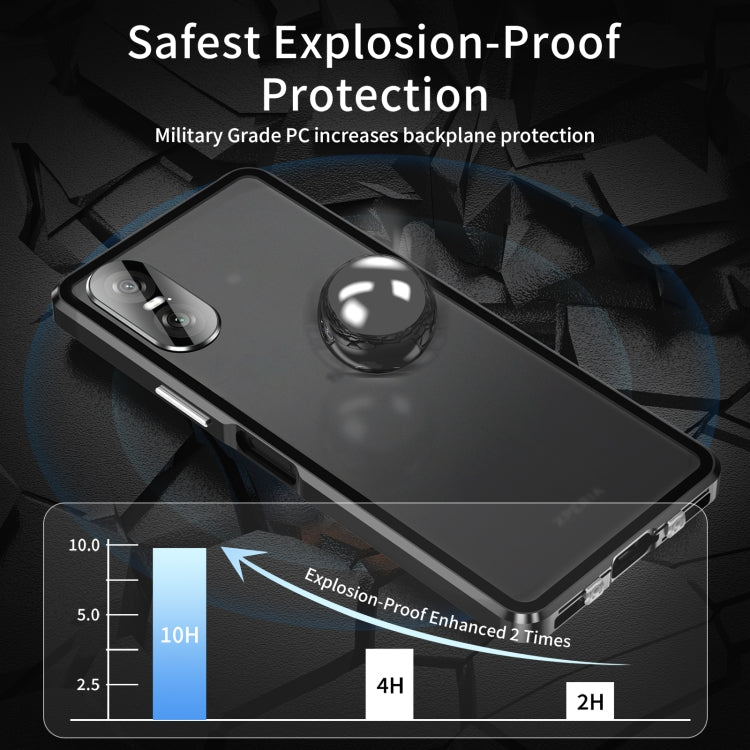 For Sony Xperia 10 VI HD Magnetic Metal Tempered Glass Phone Case(Black)