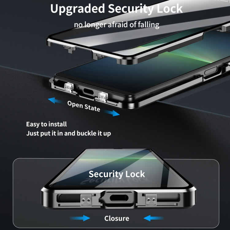For Sony Xperia 10 VI HD Magnetic Metal Tempered Glass Phone Case(Black) - Sony Cases by PMC TechLife | Online Shopping South Africa | PMC TechLife | Buy Now Pay Later Mobicred