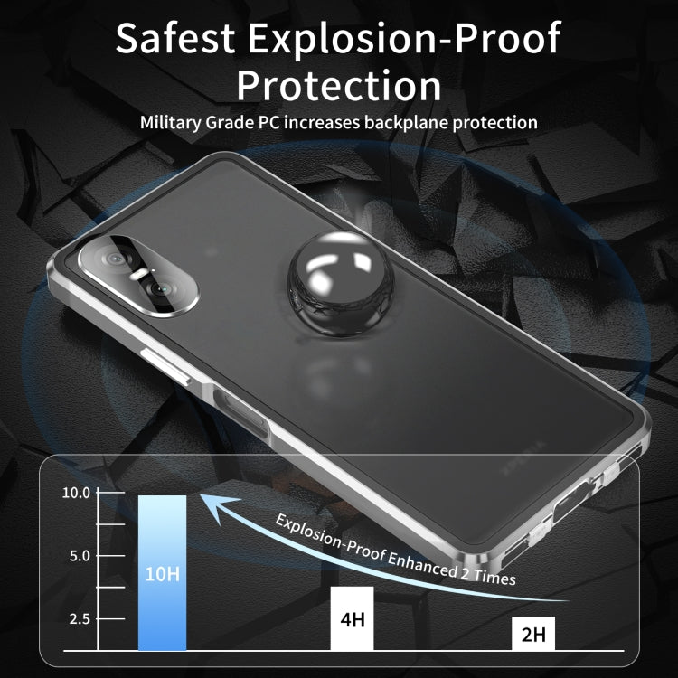 For Sony Xperia 10 VI HD Magnetic Metal Tempered Glass Phone Case(Silver)