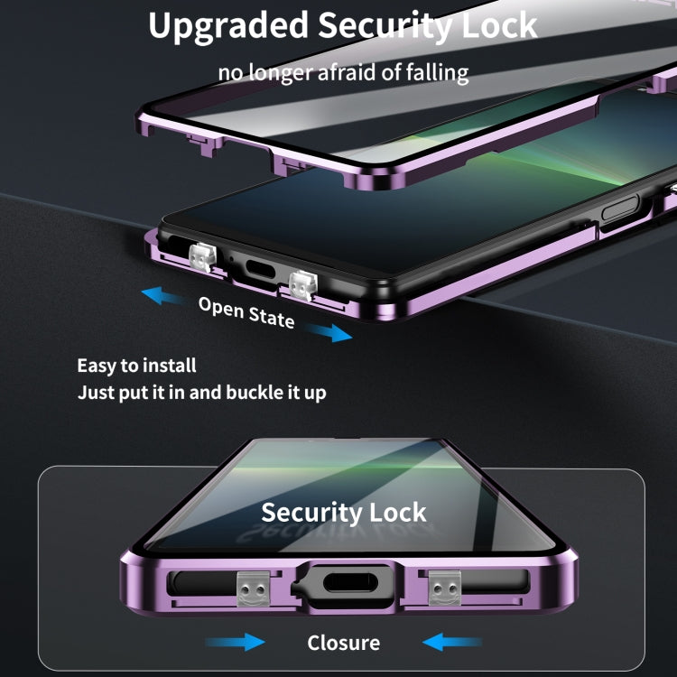 For Sony Xperia 10 VI HD Magnetic Metal Tempered Glass Phone Case(Purple)