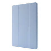 For iPad Pro 11 2024 Skin Feel Tri-fold Leather Tablet Case with Pen Slot(Light Blue)