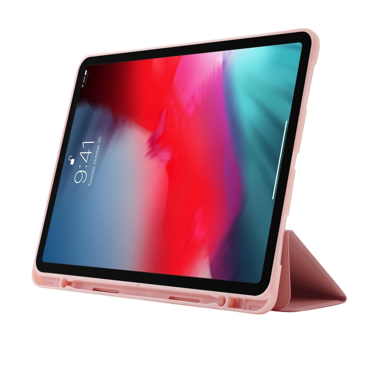 For iPad Pro 11 2024 Skin Feel Tri-fold Leather Tablet Case with Pen Slot(Pink) - iPad Pro 11 2024 Cases by PMC TechLife | Online Shopping South Africa | PMC TechLife | Buy Now Pay Later Mobicred