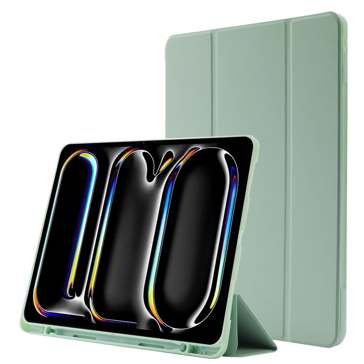 For iPad Pro 11 2024 Skin Feel Tri-fold Leather Tablet Case with Pen Slot(Matcha Green) - iPad Pro 11 2024 Cases by PMC TechLife | Online Shopping South Africa | PMC TechLife | Buy Now Pay Later Mobicred