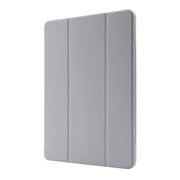 For iPad Pro 11 2024 Skin Feel Tri-fold Leather Tablet Case with Pen Slot(Grey)