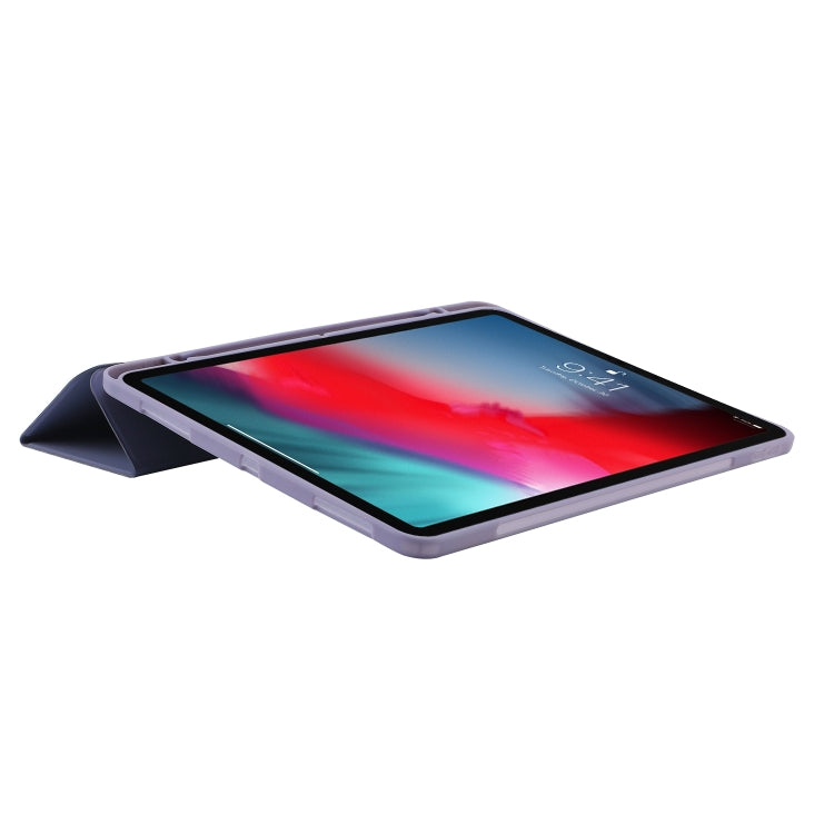 For iPad Pro 11 2024 Skin Feel Tri-fold Leather Tablet Case with Pen Slot(Lavender) - iPad Pro 11 2024 Cases by PMC TechLife | Online Shopping South Africa | PMC TechLife | Buy Now Pay Later Mobicred