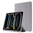 For iPad Pro 13 2024 Skin Feel Tri-fold Leather Tablet Case with Pen Slot(Grey) - iPad Pro 13 2024 Cases by PMC TechLife | Online Shopping South Africa | PMC TechLife | Buy Now Pay Later Mobicred