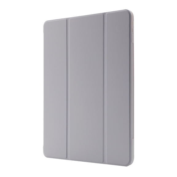 For iPad Pro 13 2024 Skin Feel Tri-fold Leather Tablet Case with Pen Slot(Grey)