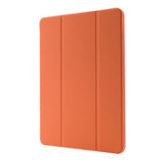 For iPad Pro 13 2024 Skin Feel Tri-fold Leather Tablet Case with Pen Slot(Orange)