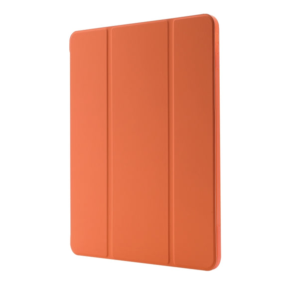 For iPad Pro 13 2024 Skin Feel Tri-fold Leather Tablet Case with Pen Slot(Orange)