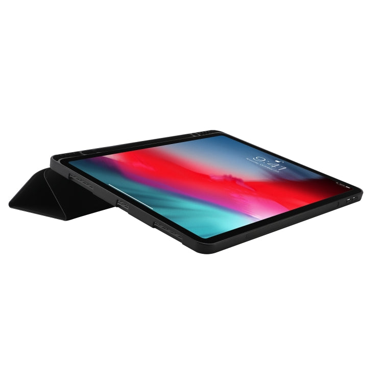 For iPad Pro 13 2024 Skin Feel Tri-fold Leather Tablet Case with Pen Slot(Black) - iPad Pro 13 2024 Cases by PMC TechLife | Online Shopping South Africa | PMC TechLife | Buy Now Pay Later Mobicred