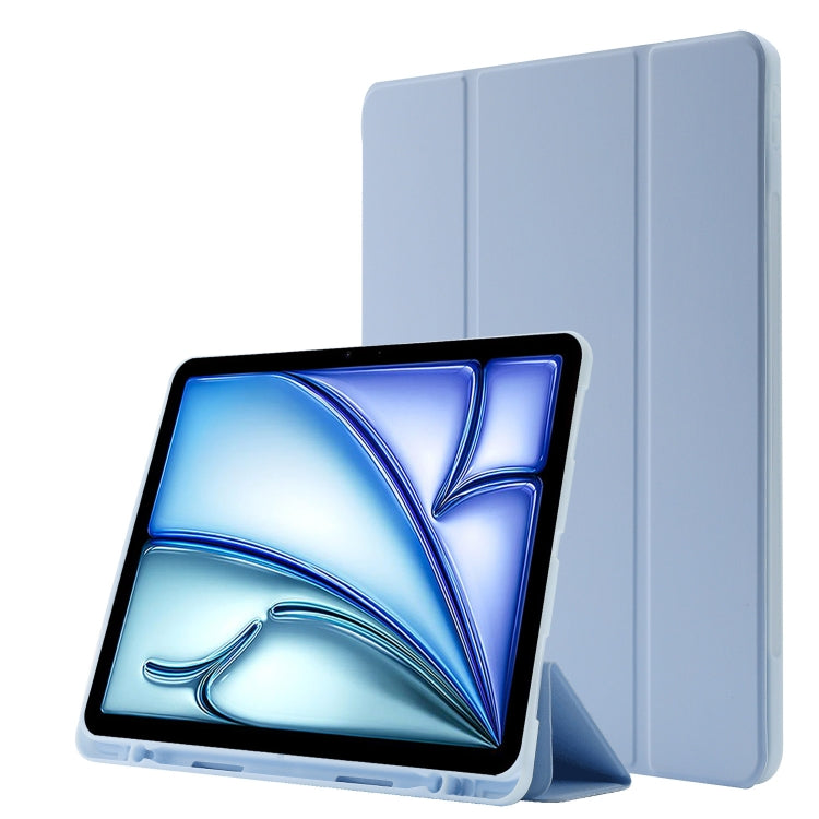 For iPad Air 11 2024 Skin Feel Tri-fold Leather Tablet Case with Pen Slot(Light Blue) - iPad Air 11 2024 Cases by PMC TechLife | Online Shopping South Africa | PMC TechLife | Buy Now Pay Later Mobicred