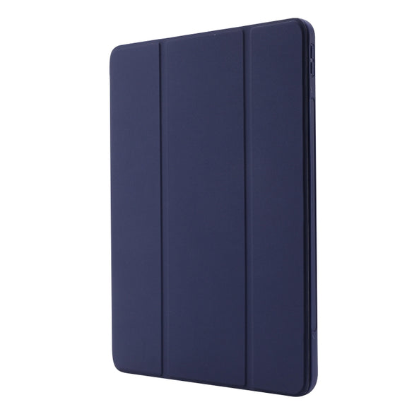 For iPad Air 11 2025 / 2024 Skin Feel Tri-fold Leather Tablet Case with Pen Slot(Dark Blue)