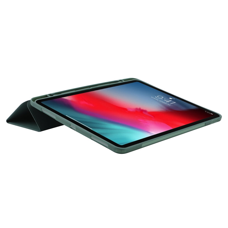 For iPad Air 11 2024 Skin Feel Tri-fold Leather Tablet Case with Pen Slot(Dark Green) - iPad Air 11 2024 Cases by PMC TechLife | Online Shopping South Africa | PMC TechLife | Buy Now Pay Later Mobicred