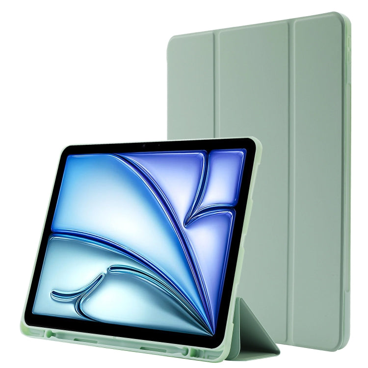 For iPad Air 11 2025 / 2024 Skin Feel Tri-fold Leather Tablet Case with Pen Slot(Matcha Green) - free shipping - PMC TechLife - Order now!