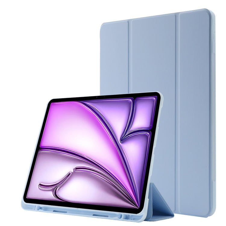 For iPad Air 13 2025 / 2024 Skin Feel Tri-fold Leather Tablet Case with Pen Slot(Light Blue) - iPad Air 13 2025 / 2024 Cases by PMC TechLife | Online Shopping South Africa | PMC TechLife | Buy Now Pay Later Mobicred
