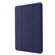 For iPad Air 13 2025 / 2024 Skin Feel Tri-fold Leather Tablet Case with Pen Slot(Dark Blue)