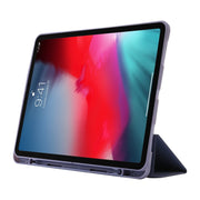 For iPad Air 13 2024 Skin Feel Tri-fold Leather Tablet Case with Pen Slot(Lavender)