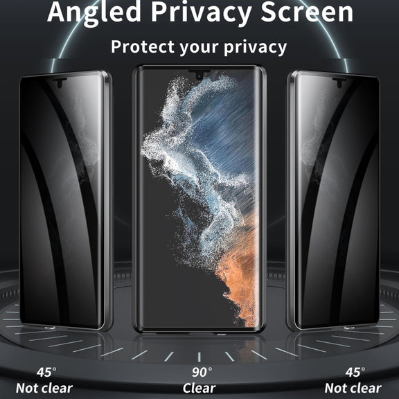 For Samsung Galaxy S24 Ultra 5G MagSafe Magnetic Privacy Frosted Tempered Glass Holder Phone Case(Black)