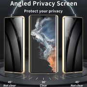 For Samsung Galaxy S24 Ultra 5G MagSafe Magnetic Privacy Frosted Tempered Glass Holder Phone Case(Gold)
