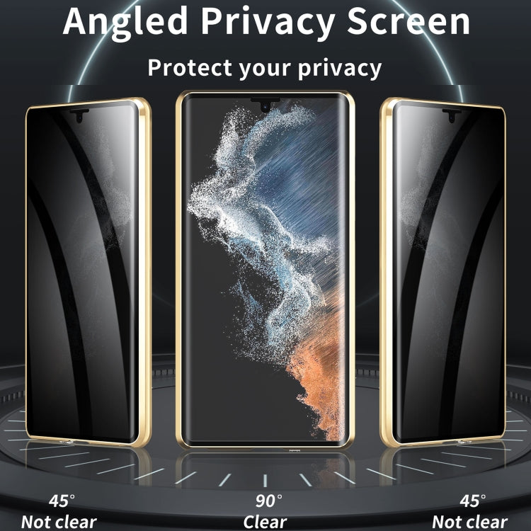 For Samsung Galaxy S24 Ultra 5G MagSafe Magnetic Privacy Frosted Tempered Glass Holder Phone Case(Gold)