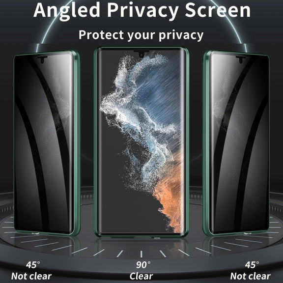 For Samsung Galaxy S24 Ultra 5G MagSafe Magnetic Privacy Frosted Tempered Glass Holder Phone Case(Green)