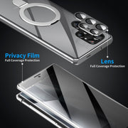 For Samsung Galaxy S24 Ultra 5G MagSafe Magnetic Privacy Frosted Tempered Glass Holder Phone Case(Silver)