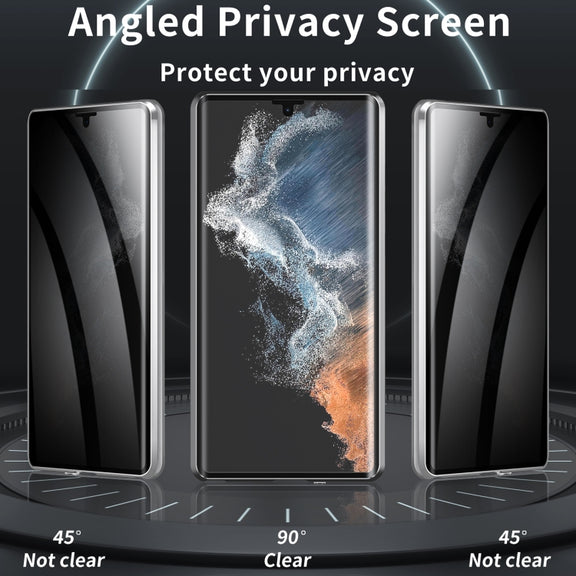 For Samsung Galaxy S24 Ultra 5G MagSafe Magnetic Privacy Frosted Tempered Glass Holder Phone Case(Silver)