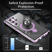 For Samsung Galaxy S24 Ultra 5G MagSafe Magnetic Privacy Frosted Tempered Glass Holder Phone Case(Purple)
