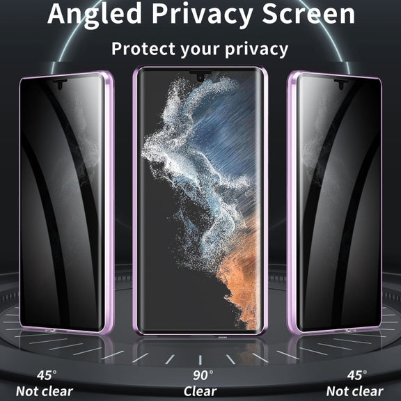For Samsung Galaxy S24 Ultra 5G MagSafe Magnetic Privacy Frosted Tempered Glass Holder Phone Case(Purple)