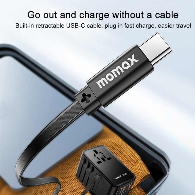 MOMAX 1-World+ 70W Gallium Nitride Expansion Cable Global Conversion Socket Power Adapter(Black) - free shipping - PMC TechLife - Order now!