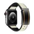 For Apple Watch Series 3 42mm Trapezoid Fold Magnetic Buckle Silicone PU Watch Band(Beige Gold) - free shipping - PMC TechLife - Order now!