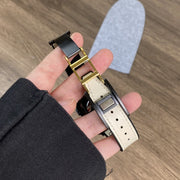 For Apple Watch Ultra 2 49mm Trapezoid Fold Magnetic Buckle Silicone PU Watch Band(Beige Gold)