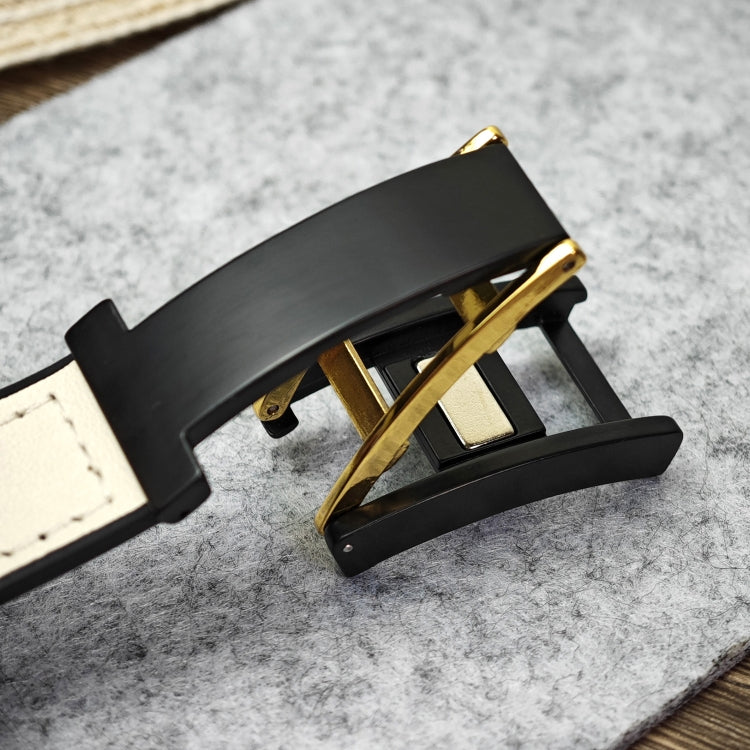 For Apple Watch Series 6 40mm Trapezoid Fold Magnetic Buckle Silicone PU Watch Band(Beige Gold)
